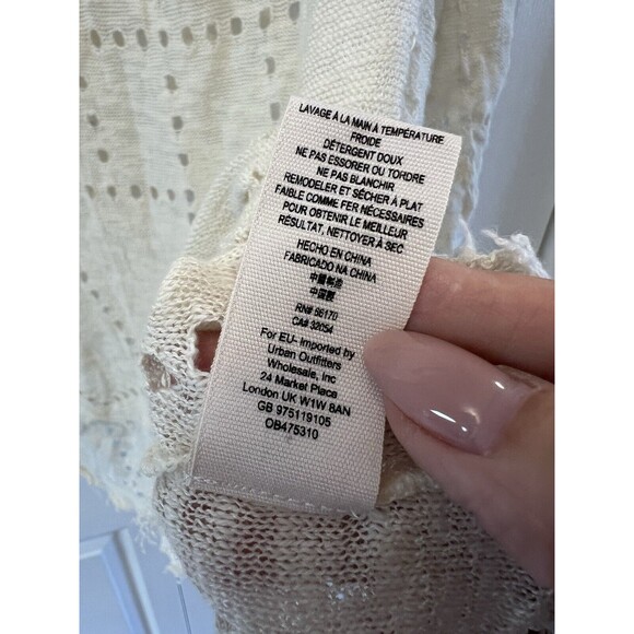 Free People "Summer Lovin" Linen Blend Frayed Trim Top Blouse Size XS $128 - Picture 9 of 9